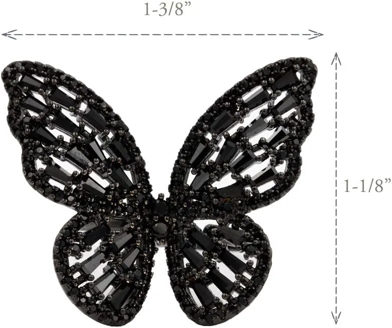 Lavencious Art Cocktail Butterfly Fashion Ring Size Adjustable from 6-8.5 Cubic Zirconia Jewelry for Women