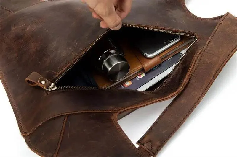 Leather Backpack Anti-theft with Phone Pocket for Men & Women
