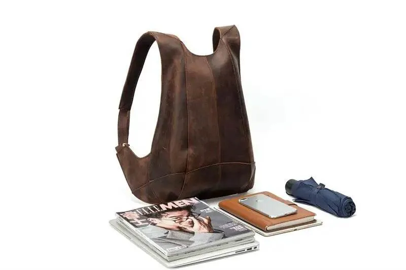 Leather Backpack Anti-theft with Phone Pocket for Men & Women