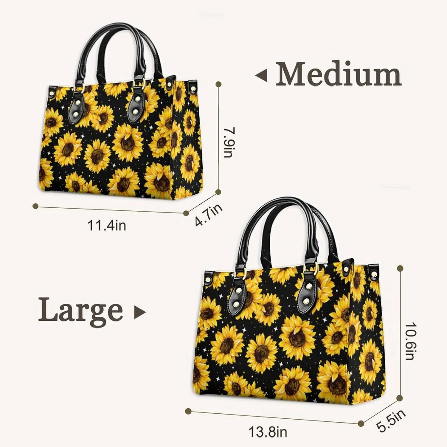 Leather Handbag for Women, Fashion Casual Sunflower Crossbody Bag for Women Ladies Gift for Work Business Travel Shopping