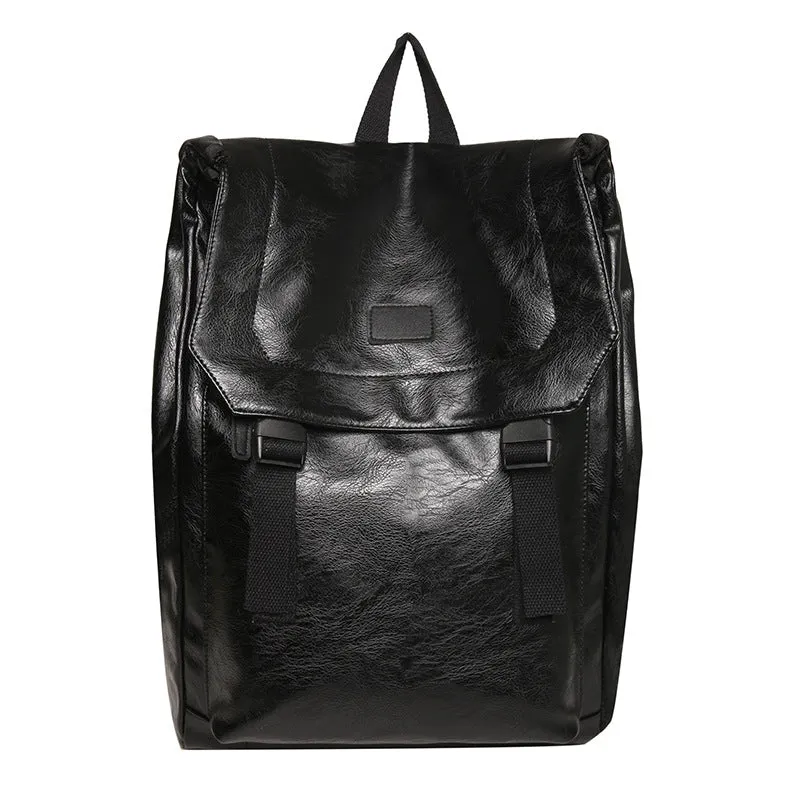 Leather Retro Leisure Solid Color Large Backpacks