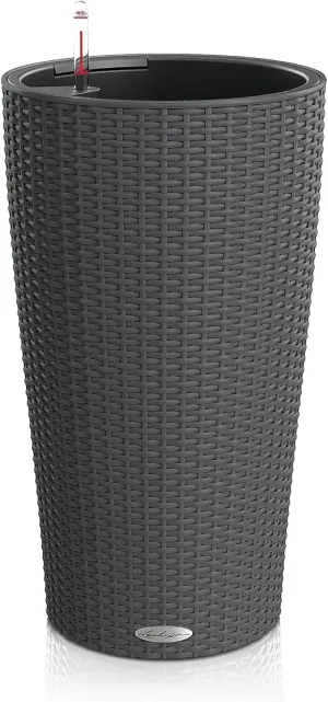 Lechuza 15363 Cilindro Cottage 32 Self-Watering Planter for Indoor and Outdoor Use, 12.5" x 22", Granite