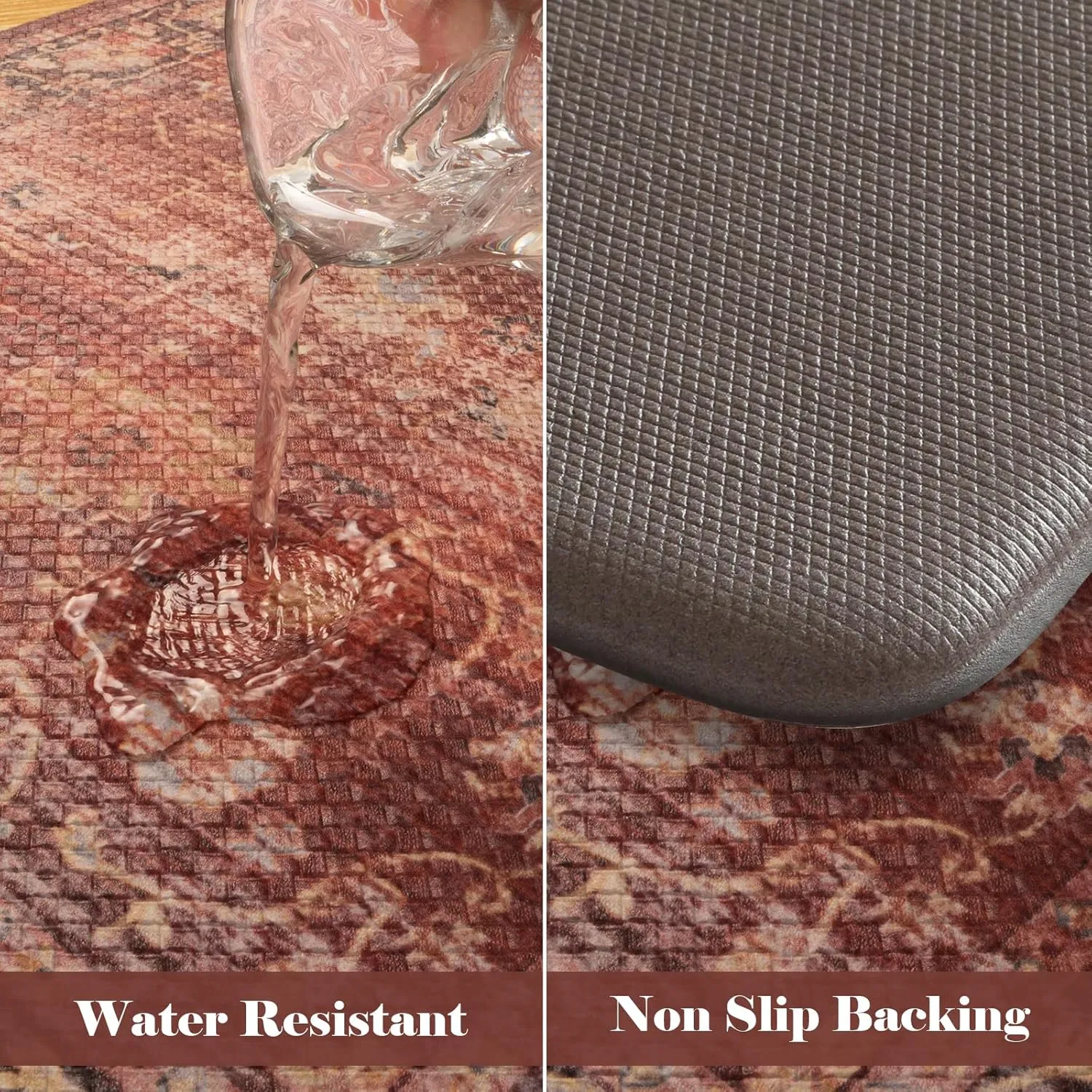 LEEVAN Kitchen Mats for Floor Non-Slip, Cushioned Anti Fatigue Mat 2 Piece, Red Memory Foam Kitchen Mat Waterproof, Ergonomic Standing Mat for Bar, Office,Desk, Laundry