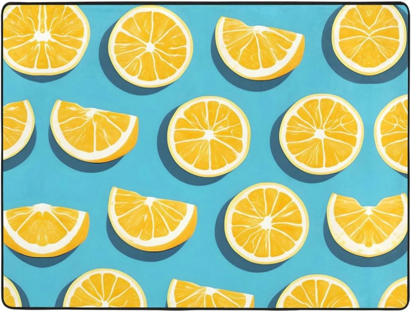 Lemon Wedges Pattern Area Rugs,Living Room Floor Mats Runner Rug Non-Skip Mat Anti-Slip Carpet 63 x 48 inch