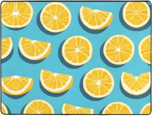 Lemon Wedges Pattern Area Rugs,Living Room Floor Mats Runner Rug Non-Skip Mat Anti-Slip Carpet 63 x 48 inch