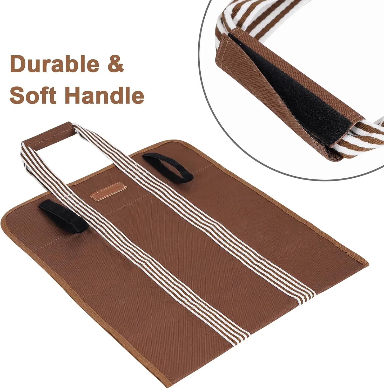 Lightweight Firewood Carrier, Wood Carrier for Firewood, Oxford Canvas Firewood Log Carrier Tote with Padded Handles and Closing Fastener - Brown