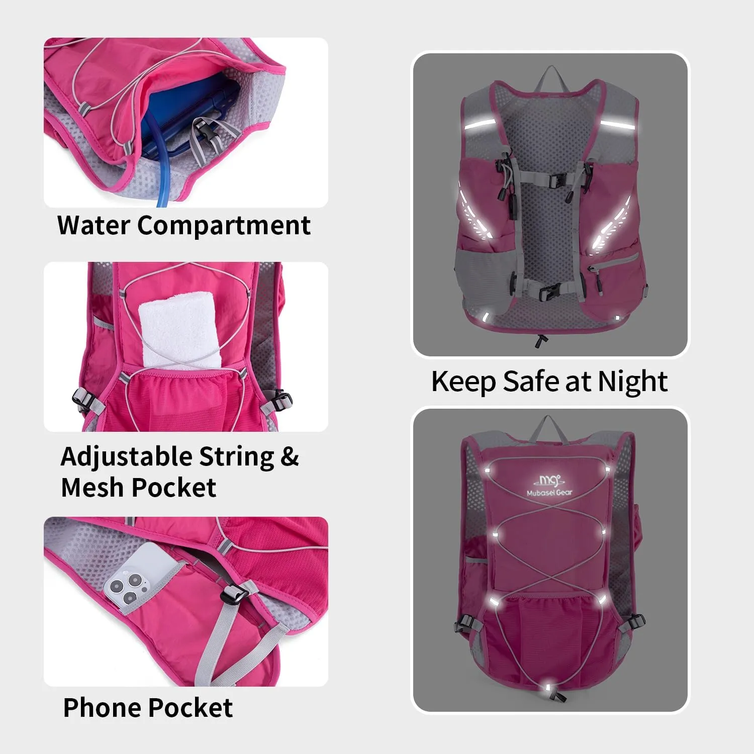 Lightweight Running Vest for Women and Men Hydration Backpack Pack with 1.5L Water Bladder Bag Running Gear Accessories for Hiking Trail Cycling Marathon