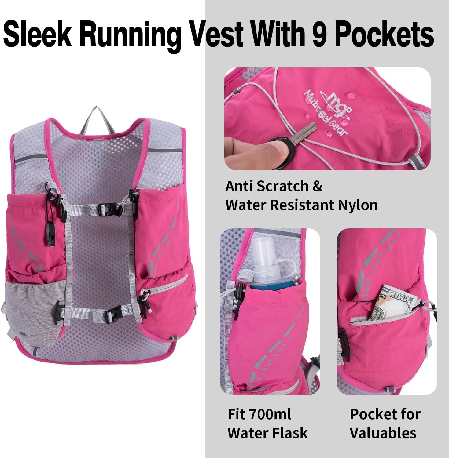 Lightweight Running Vest for Women and Men Hydration Backpack Pack with 1.5L Water Bladder Bag Running Gear Accessories for Hiking Trail Cycling Marathon