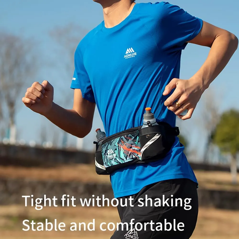 Lightweight Sports Waist Bag Running Belt Fanny Pack Fit for Waistline 58-118cm Pocket can Hold 250ML Water Bottle (White with 2 * 250ML)