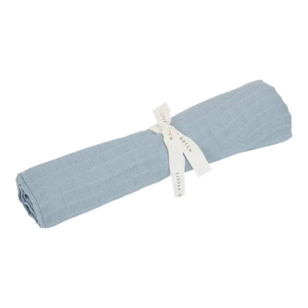 Little Dutch Muslin Swaddle - Pure Denim Blue - 120 x 120