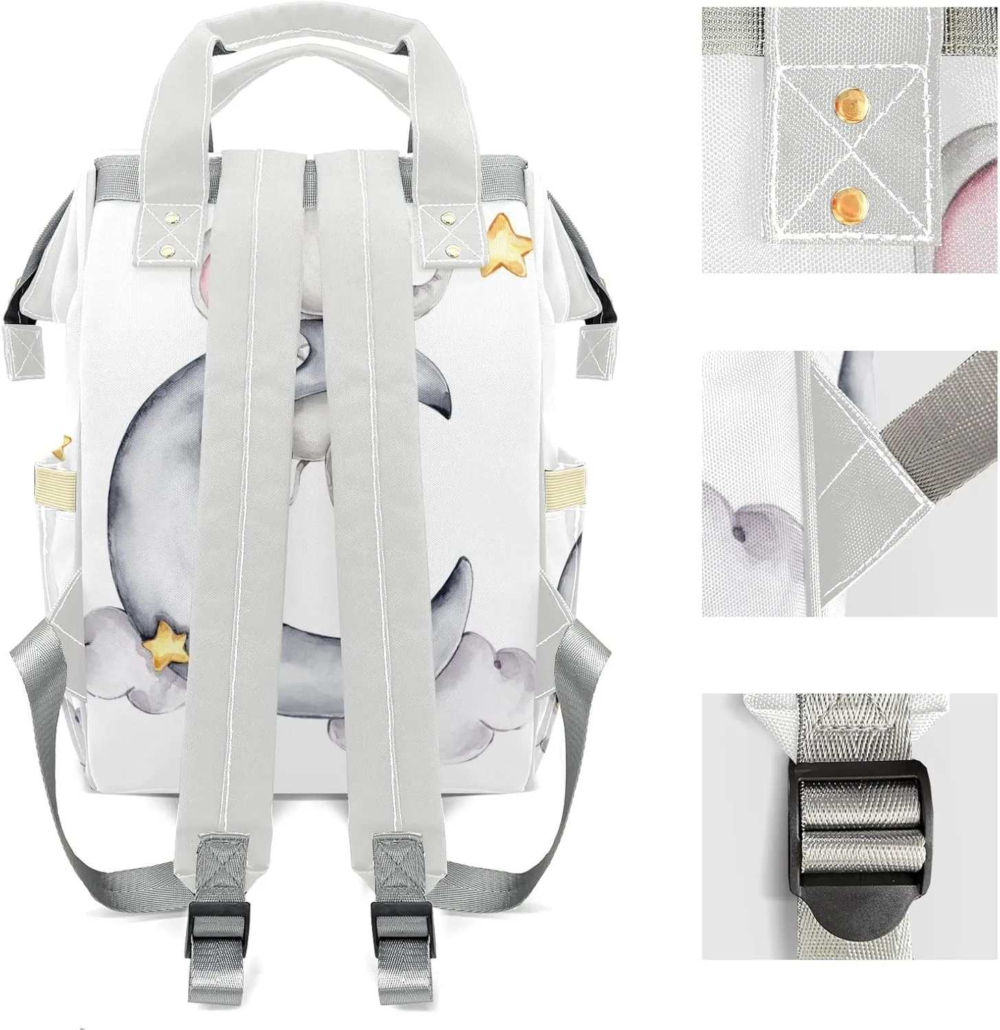 Little Elephant with Star Personalized Large Capacity Diaper Bags,Custom Name Backpack Casual Daypack Bag Nappy Bag Gifts