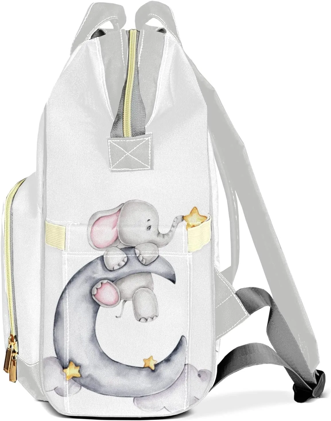 Little Elephant with Star Personalized Large Capacity Diaper Bags,Custom Name Backpack Casual Daypack Bag Nappy Bag Gifts