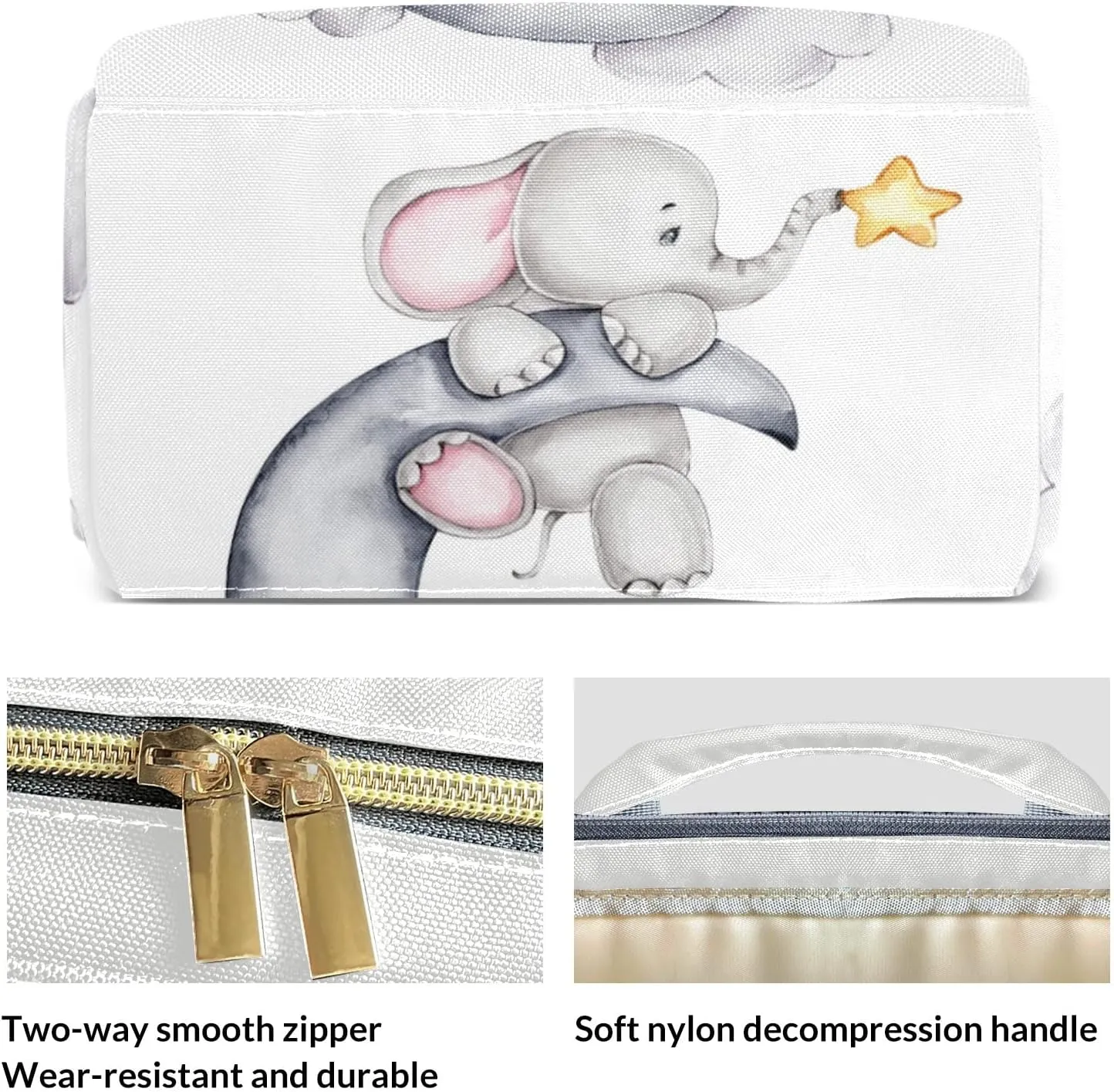 Little Elephant with Star Personalized Large Capacity Diaper Bags,Custom Name Backpack Casual Daypack Bag Nappy Bag Gifts