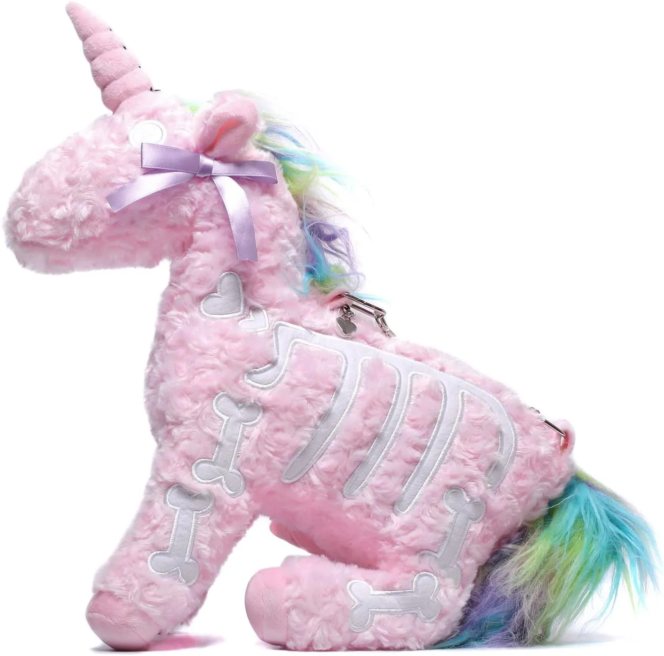 Littleforbig Uniskelly Skeleton Unicorn Stuffed Animal Plush Shoulder Bag Purse