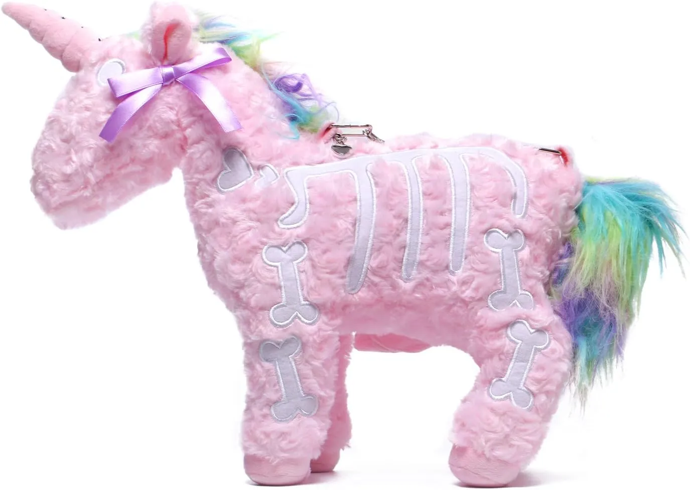 Littleforbig Uniskelly Skeleton Unicorn Stuffed Animal Plush Shoulder Bag Purse