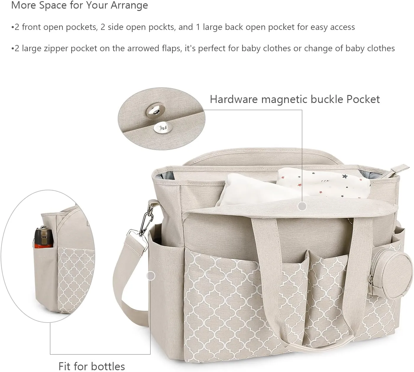 Lmbabter Diaper Bag Tote with Changing Station Upgrade Multi-Function Baby Bag with Adjustable Shoulder Strap