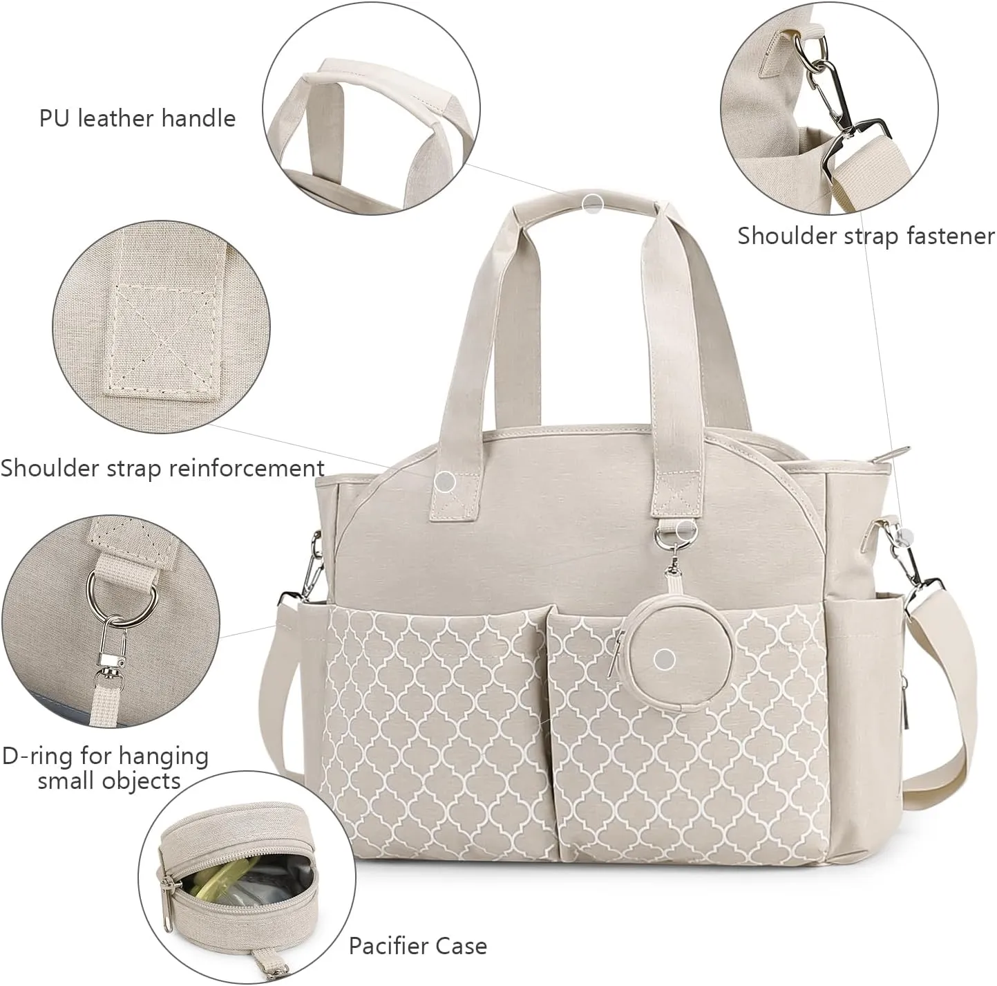 Lmbabter Diaper Bag Tote with Changing Station Upgrade Multi-Function Baby Bag with Adjustable Shoulder Strap