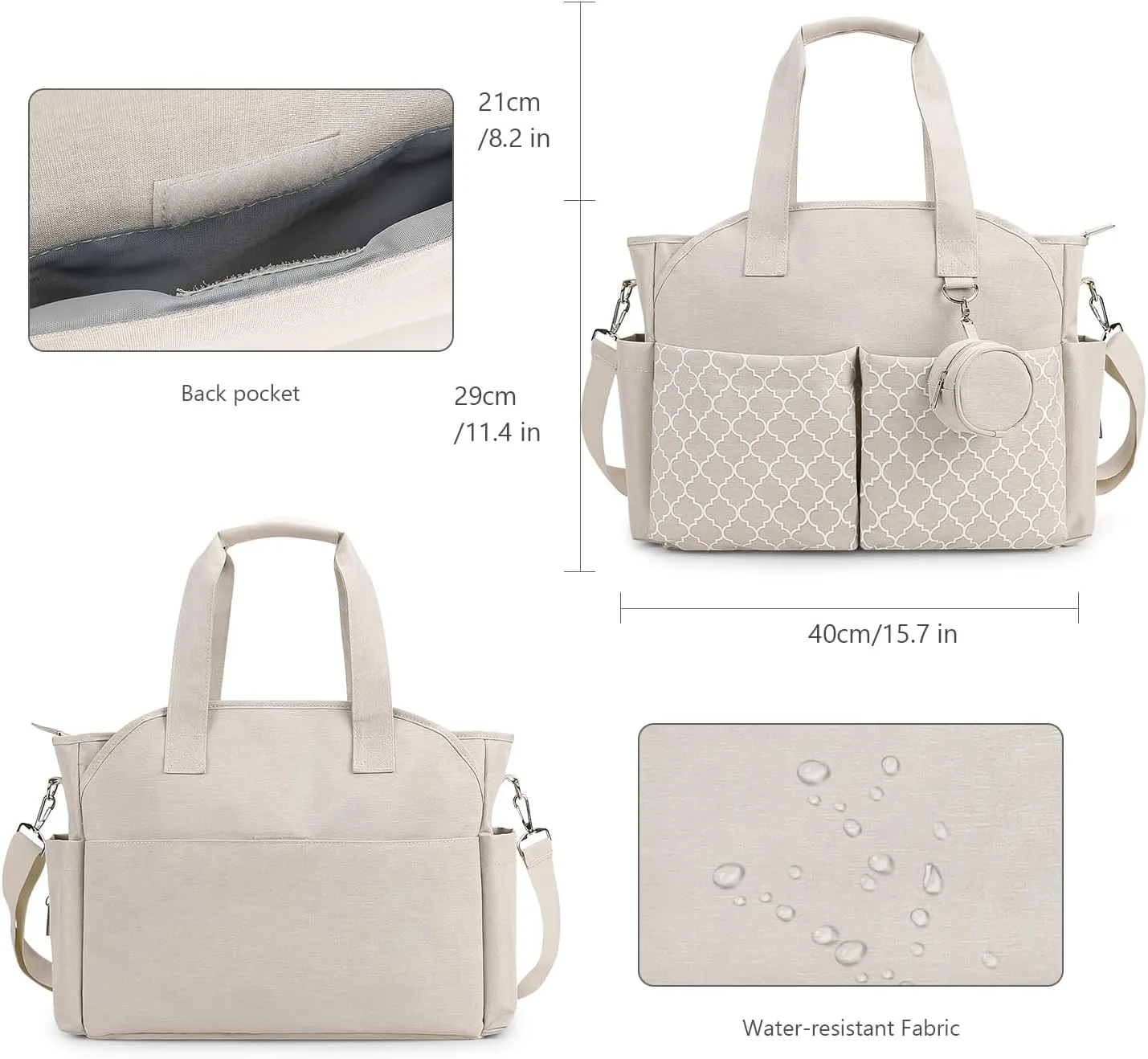 Lmbabter Diaper Bag Tote with Changing Station Upgrade Multi-Function Baby Bag with Adjustable Shoulder Strap