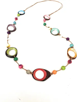 Long in Multi Color, tagua and acai tagua nut jewelry TAG549