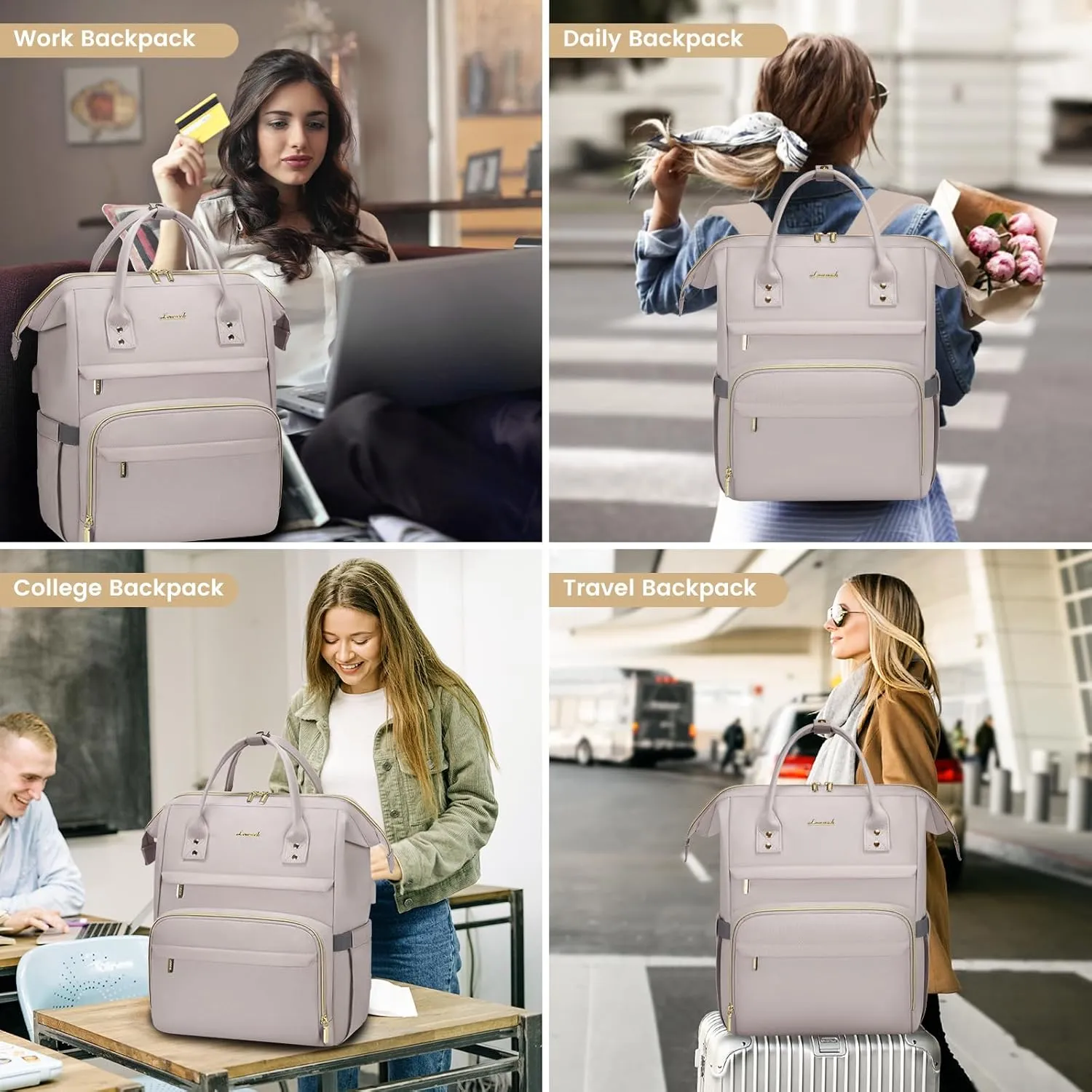 LOVEVOOK Backpack for Women, 15.6 inch Laptop Backpack for Women Teacher Backpack Nurse Bag, Waterproof Work Backpack for Travel, Commuter, College
