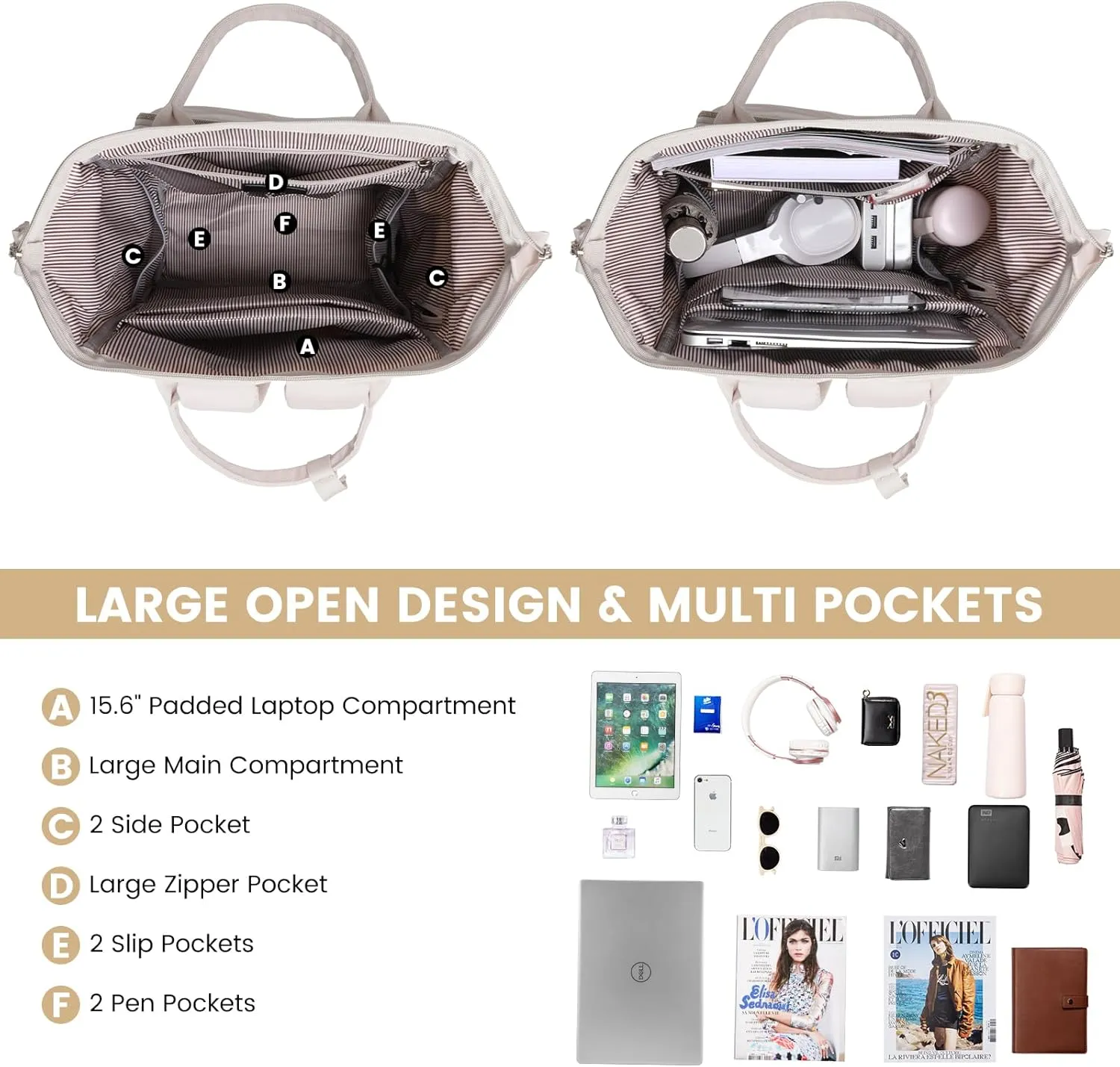 LOVEVOOK Backpack for Women, 15.6 inch Laptop Backpack for Women Teacher Backpack Nurse Bag, Waterproof Work Backpack for Travel, Commuter, College
