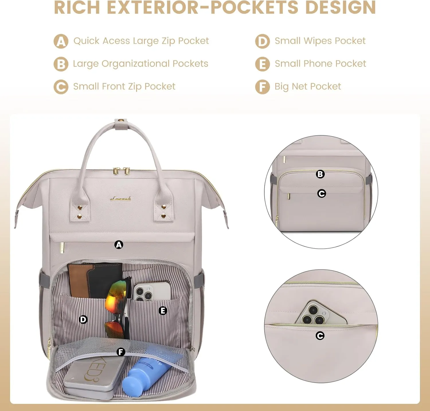 LOVEVOOK Backpack for Women, 15.6 inch Laptop Backpack for Women Teacher Backpack Nurse Bag, Waterproof Work Backpack for Travel, Commuter, College