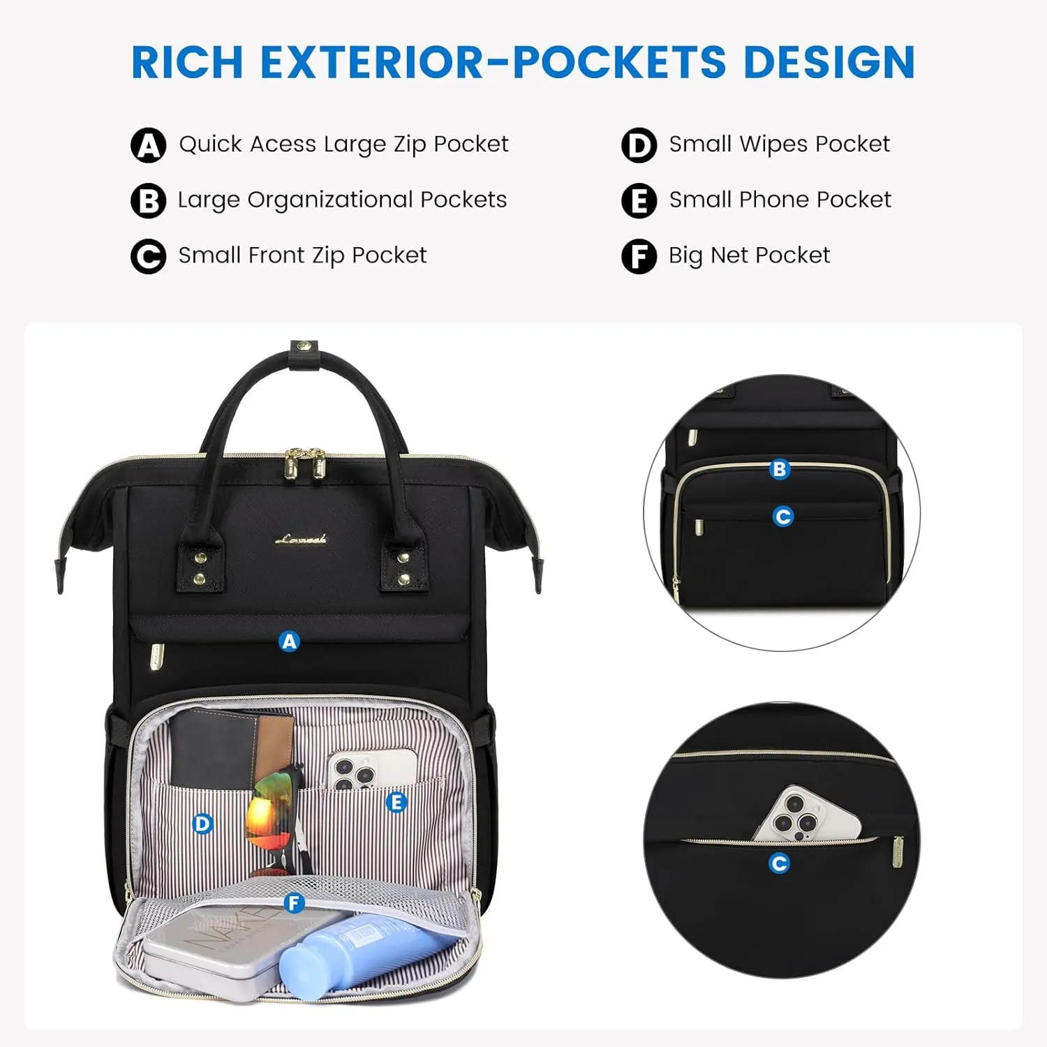 LOVEVOOK Backpack for Women, 17 inch Laptop Backpack for Women Teacher Backpack Nurse Bag, Waterproof Work Backpack for Travel, Commuter, College