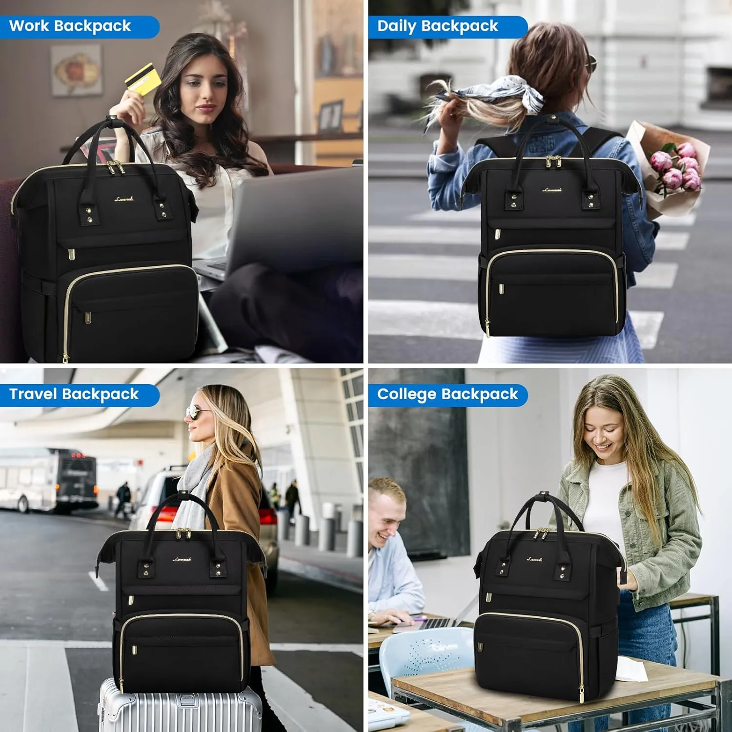 LOVEVOOK Backpack for Women, 17 inch Laptop Backpack for Women Teacher Backpack Nurse Bag, Waterproof Work Backpack for Travel, Commuter, College