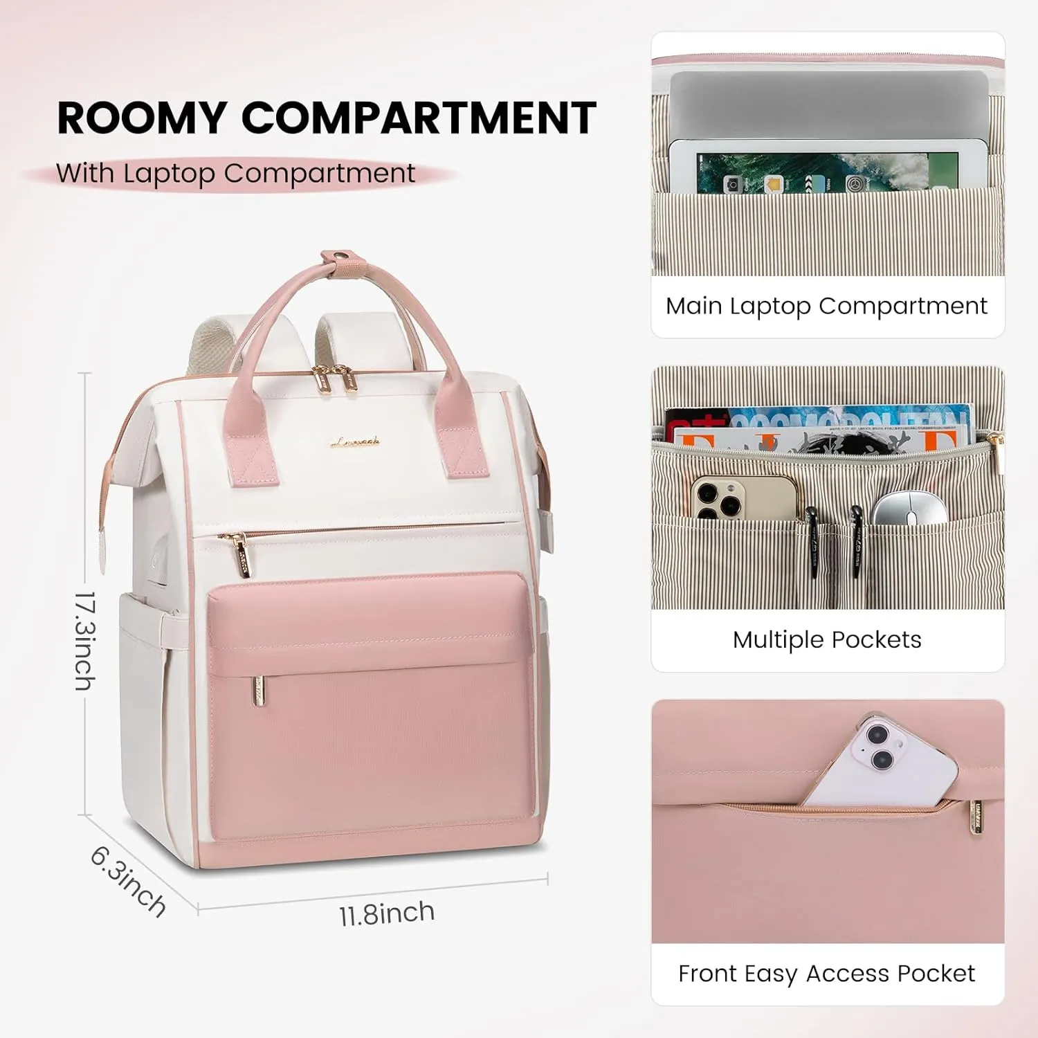 LOVEVOOK Laptop Backpack for Women,15.6 Inch Work Teacher Nurse Bag,Business Computer Backpack Purse with USB Port,Stylish Casual Daypack for Travel