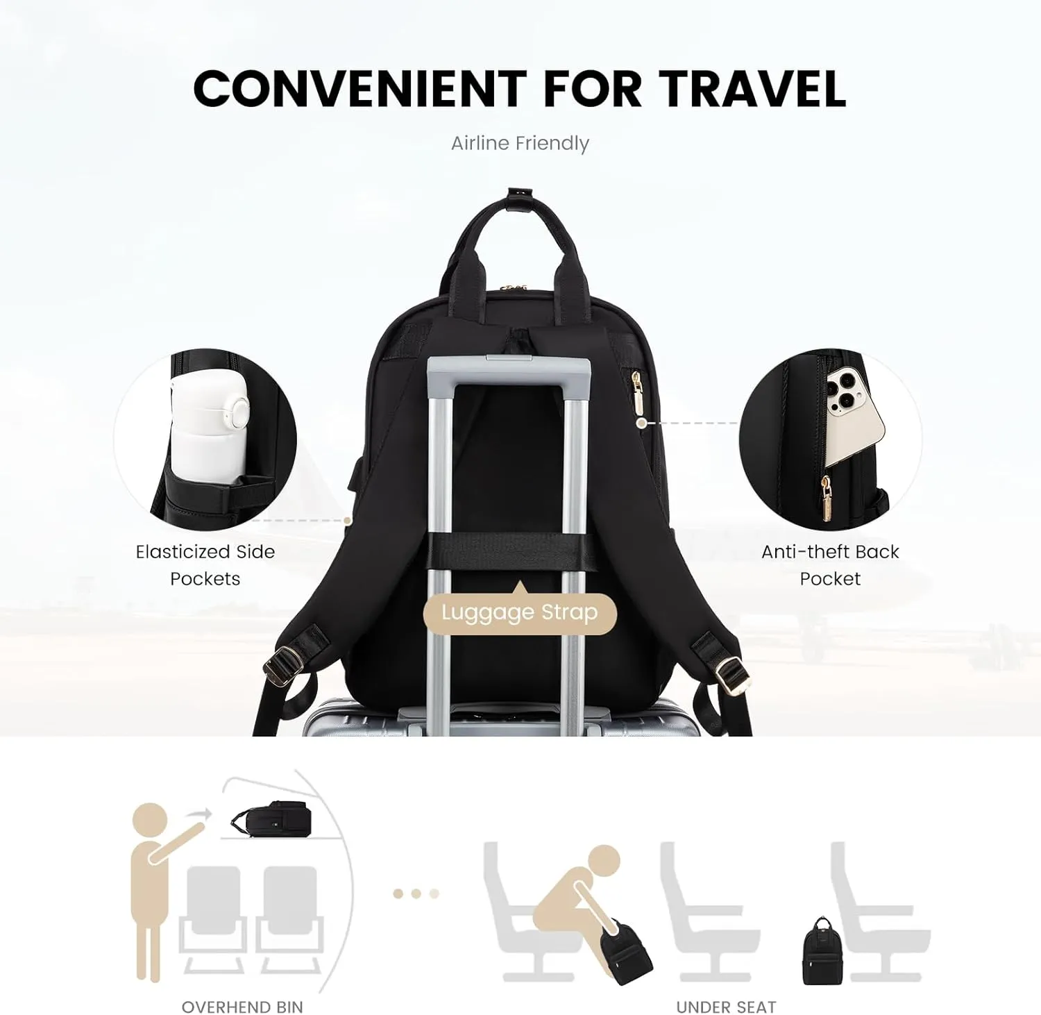 LOVEVOOK Laptop Backpack Purse for Women, 15.6 Inch Travel Laptop Bag with USB Port, Waterproof Work Teacher Nurse Computer Backpack, Durable Casual Daypack