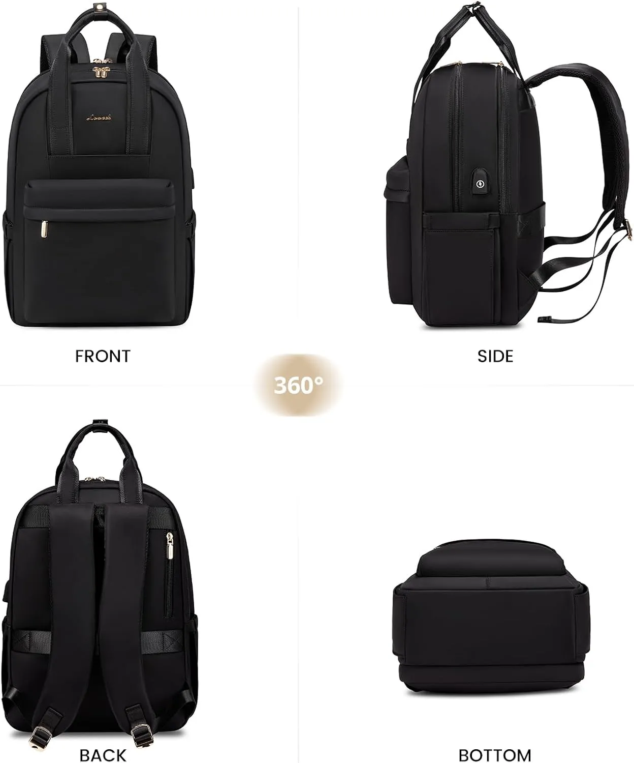 LOVEVOOK Laptop Backpack Purse for Women, 15.6 Inch Travel Laptop Bag with USB Port, Waterproof Work Teacher Nurse Computer Backpack, Durable Casual Daypack