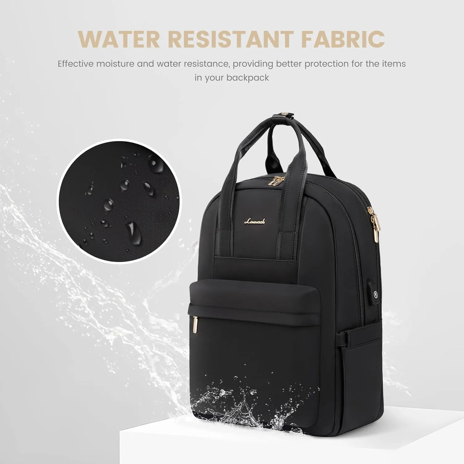 LOVEVOOK Laptop Backpack Purse for Women, 15.6 Inch Travel Laptop Bag with USB Port, Waterproof Work Teacher Nurse Computer Backpack, Durable Casual Daypack