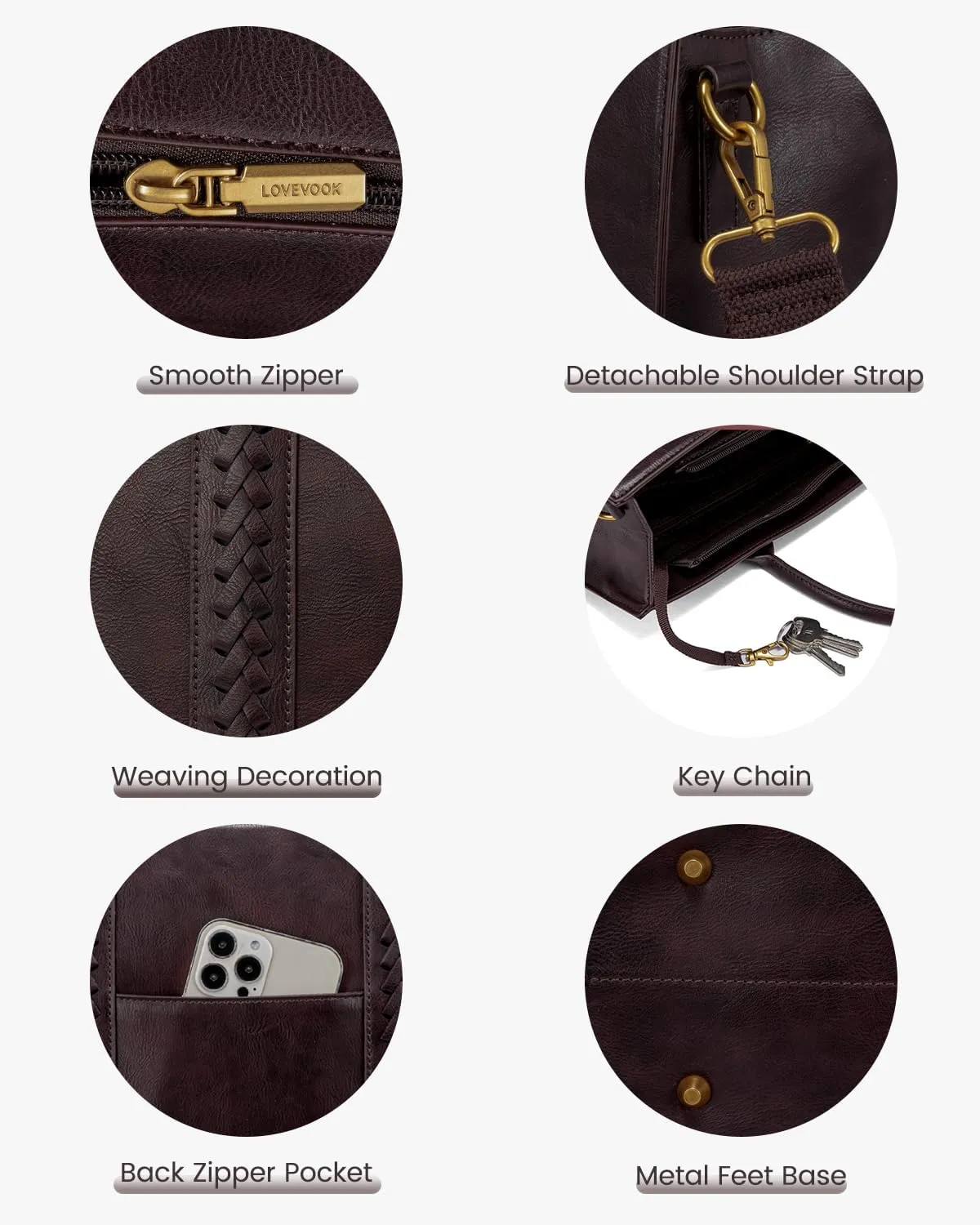 LOVEVOOK Laptop Tote Bag for Women, Vintage Leather Work Bags 15.6 inch Laptop Bag, Waterproof Computer Bag Business Office Briefcase, Purple