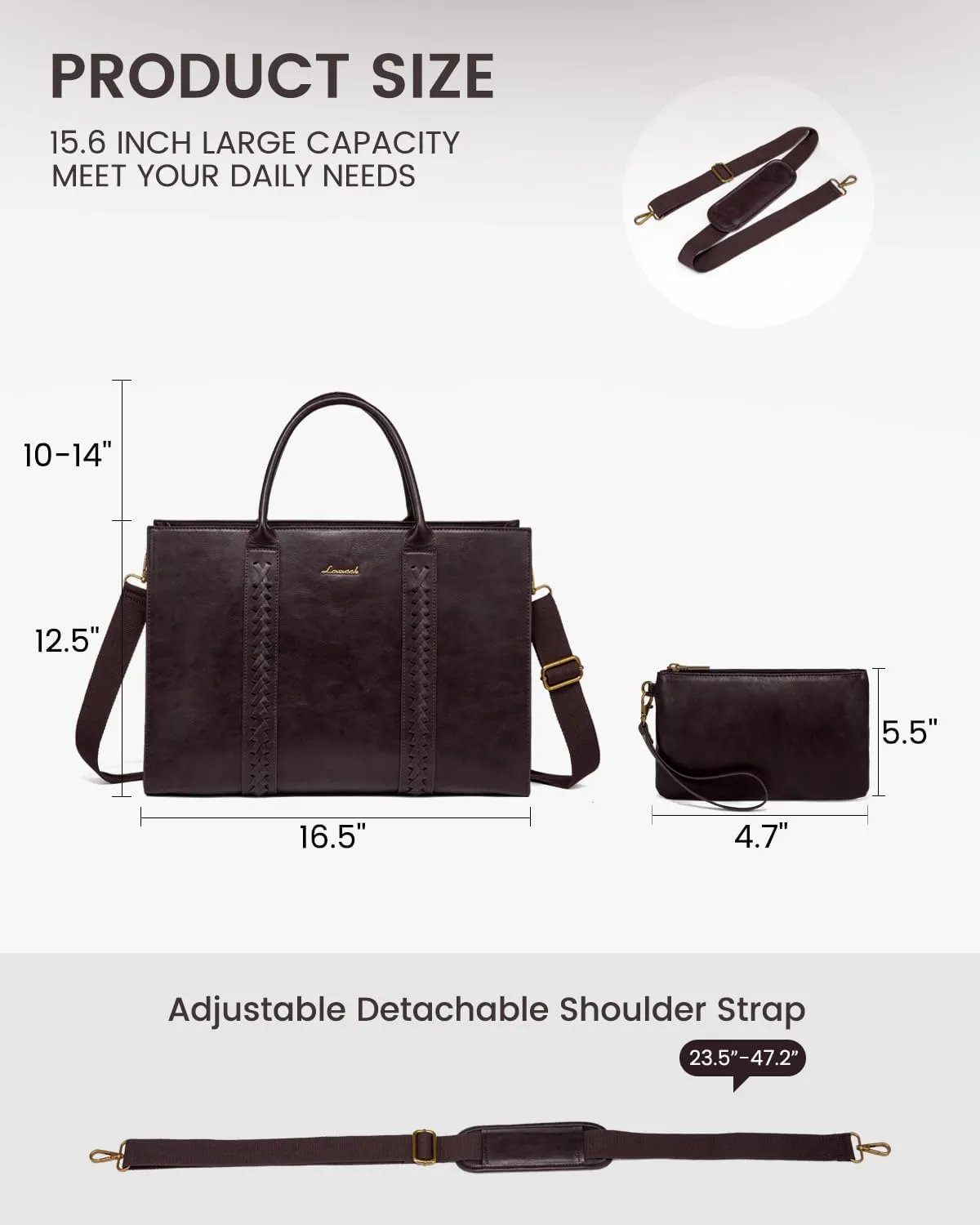 LOVEVOOK Laptop Tote Bag for Women, Vintage Leather Work Bags 15.6 inch Laptop Bag, Waterproof Computer Bag Business Office Briefcase, Purple
