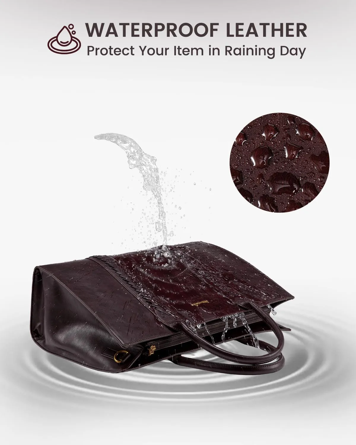 LOVEVOOK Laptop Tote Bag for Women, Vintage Leather Work Bags 15.6 inch Laptop Bag, Waterproof Computer Bag Business Office Briefcase, Purple