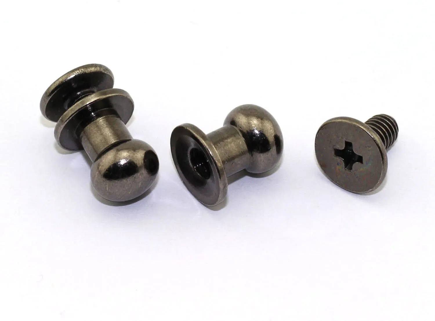 LQ Industrial 30 Pack Black Round Head Button Stud Slotted Screws 8x10x10mm Chicago Screws Nail Rivet for DIY Leather Craft