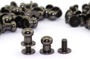 LQ Industrial 30 Pack Black Round Head Button Stud Slotted Screws 8x10x10mm Chicago Screws Nail Rivet for DIY Leather Craft