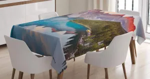 Lunarable Wilderness Tablecloth, Moraine Lake and Mountains in Banff National Park Canada Sunrise Picture Print, Dining Room Kitchen Rectangular Table Cover, 52" X 70", Multicolor