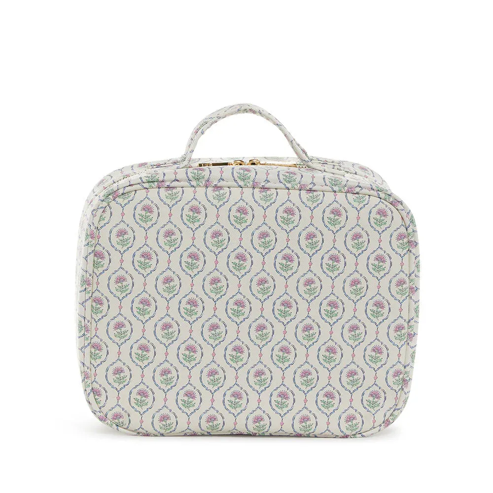 LUXE TRVL2 Cosmetic Toiletry Case - ANTIBES with Navy Pinstripe Liner