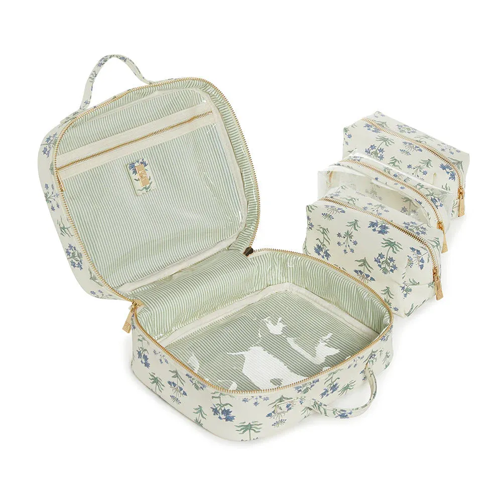 LUXE TRVL2 Cosmetic Toiletry Case - PROVENCE with Green Pinstripe Liner