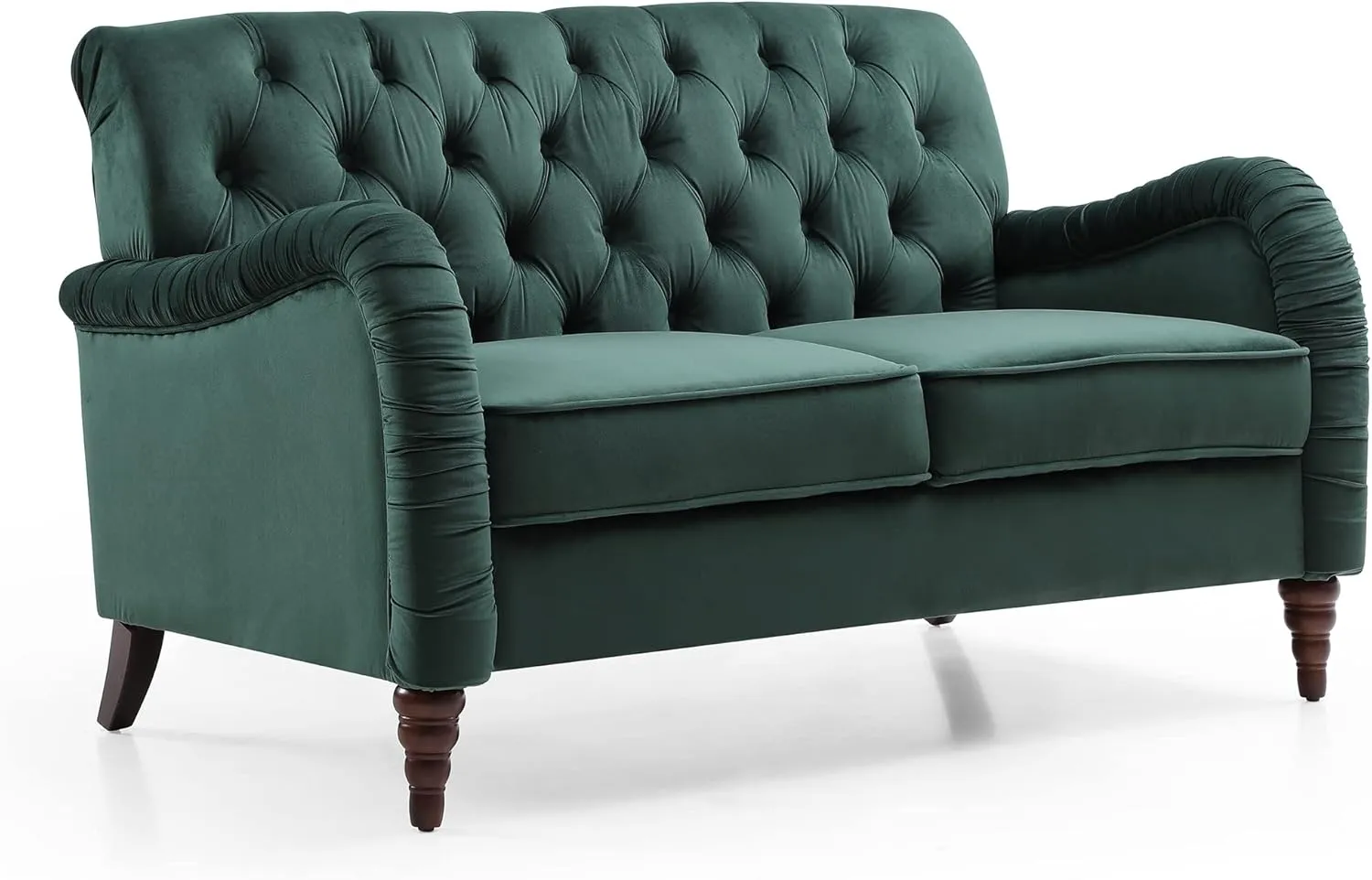 Luxurious Chesterfield Sofa - Exemplary Craftsmanship, Comfortable Seating, Modern Aesthetics - Plush Velvet Upholstery Sofa for Home Office Living Room (Blackish Green 2-Seater Loveseat)