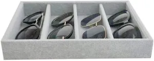 Luxurious Extra Soft Premium Quality Gray Plush Velvet Sunglasses Eyewear and Watch Jewelry Collection Tray Organizer Stackable Storage Hallway Closet Drawer Organization