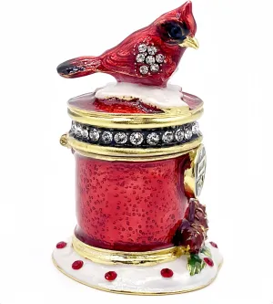 Luxury Cardinal Bird with Mailbox Hinged Trinket Jewelry Boxes for Necklace Rings Earrings.Cardinals Decor Figurines Gifts for Women.