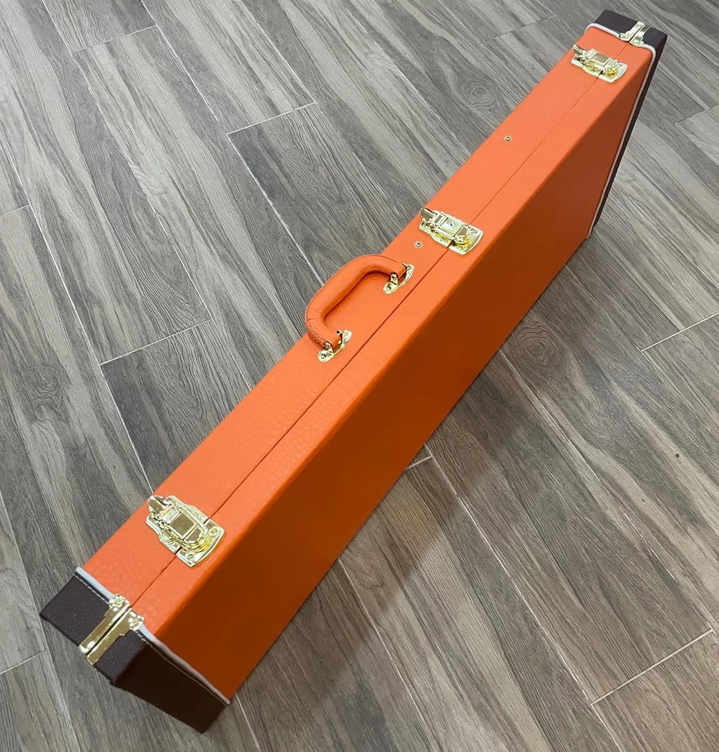 Lykos 39" Upgraded High Grade Electric Guitar Square Hard Case Tweed Fits Fender Stratocaster/Telecaster and other Standard Electric Guitars Hard Shell Protective Carrying Case (Orange)