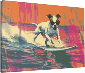 MA6GE8DE Canvas For Painting Poster Surfing Dog Bathroom Decor,Home Bathroom,Office,Man Cave,Study Decorative Paintings,Gifts For Surfing Lovers & Dog Master,Funny Surfing Dog Decor Poster 12x18 inch