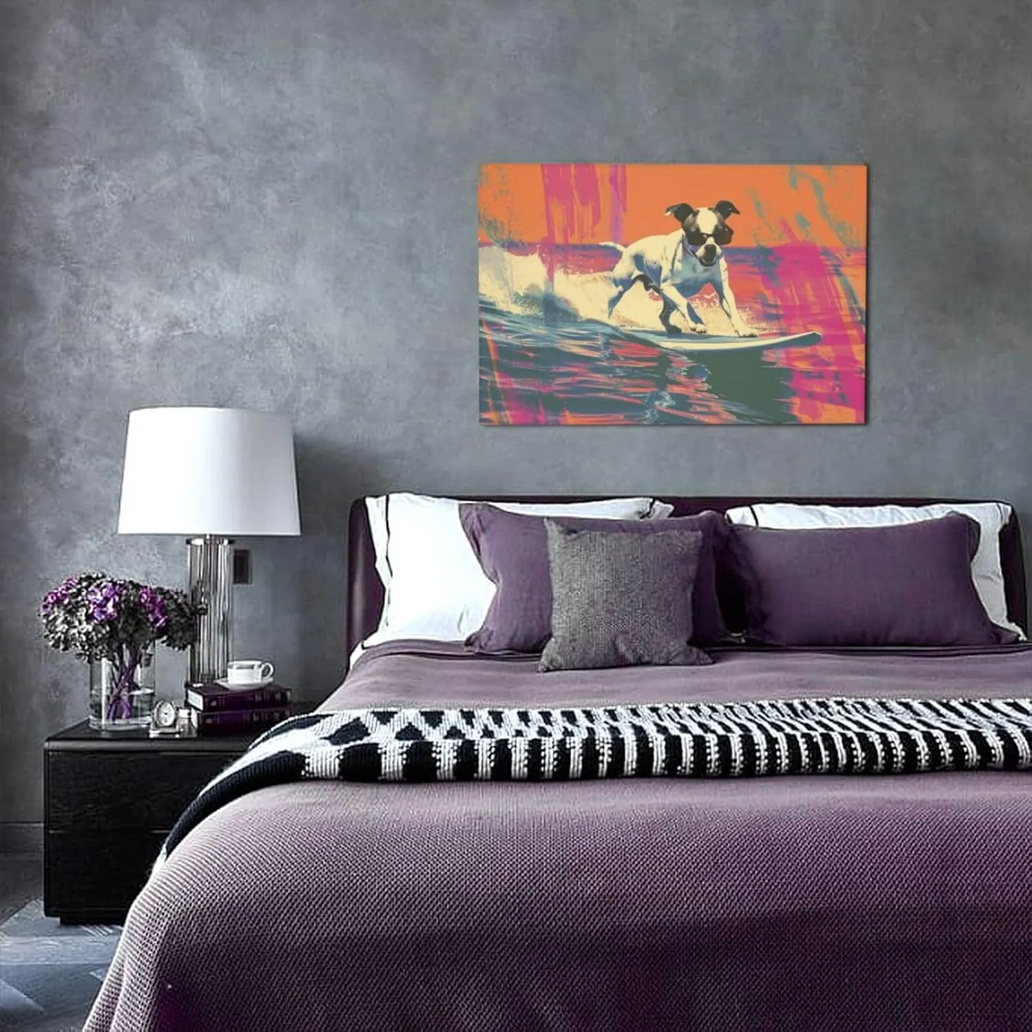 MA6GE8DE Canvas For Painting Poster Surfing Dog Bathroom Decor,Home Bathroom,Office,Man Cave,Study Decorative Paintings,Gifts For Surfing Lovers & Dog Master,Funny Surfing Dog Decor Poster 12x18 inch