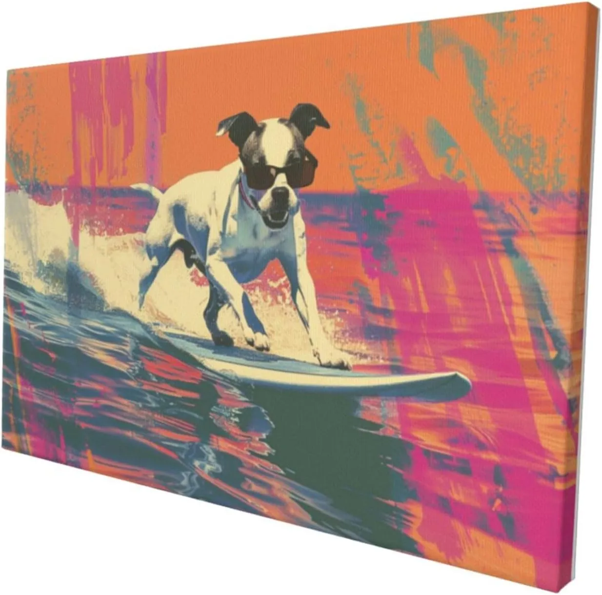 MA6GE8DE Canvas For Painting Poster Surfing Dog Bathroom Decor,Home Bathroom,Office,Man Cave,Study Decorative Paintings,Gifts For Surfing Lovers & Dog Master,Funny Surfing Dog Decor Poster 12x18 inch