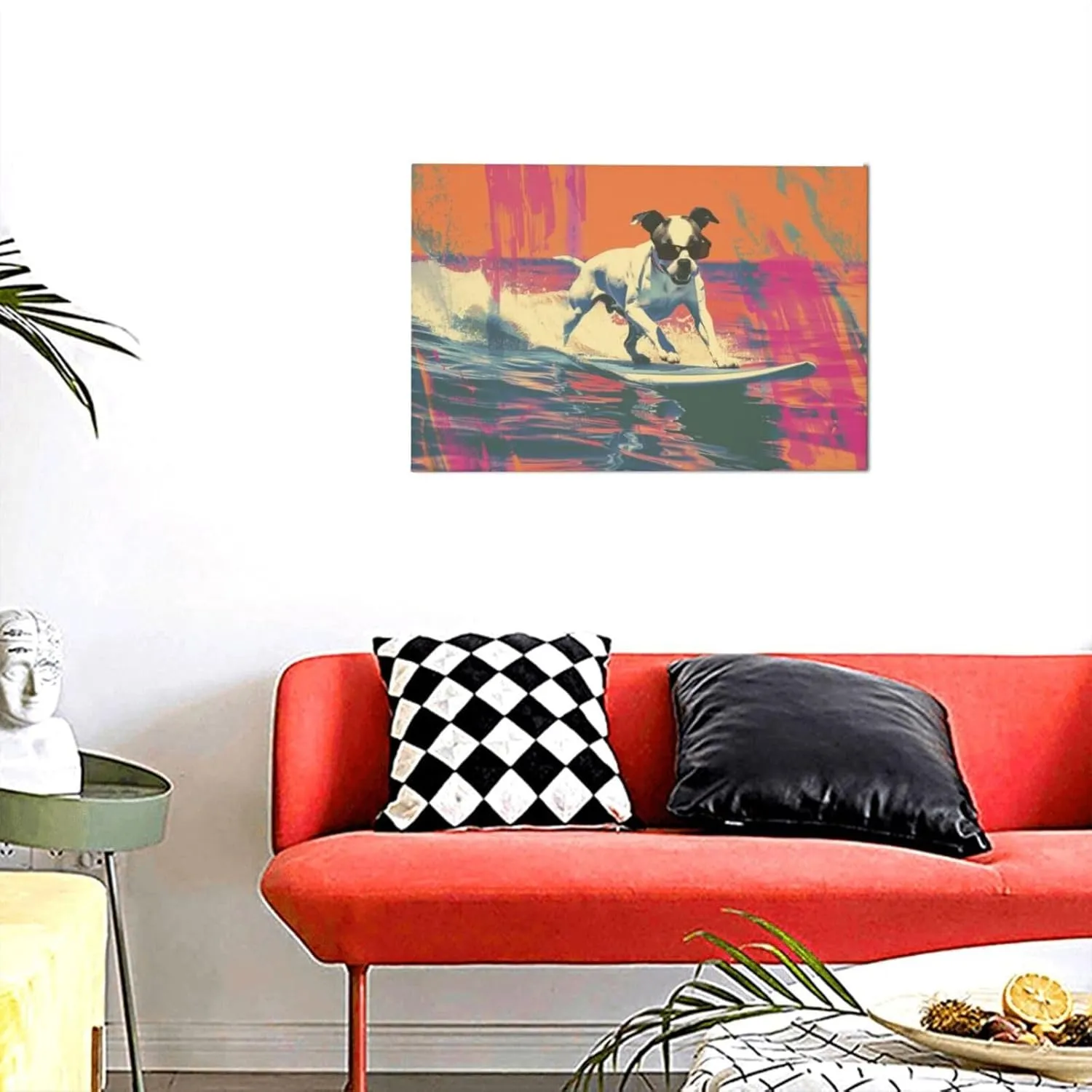 MA6GE8DE Canvas For Painting Poster Surfing Dog Bathroom Decor,Home Bathroom,Office,Man Cave,Study Decorative Paintings,Gifts For Surfing Lovers & Dog Master,Funny Surfing Dog Decor Poster 12x18 inch