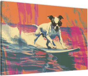 MA6GE8DE Canvas For Painting Poster Surfing Dog Bathroom Decor,Home Bathroom,Office,Man Cave,Study Decorative Paintings,Gifts For Surfing Lovers & Dog Master,Funny Surfing Dog Decor Poster 16x24 inch