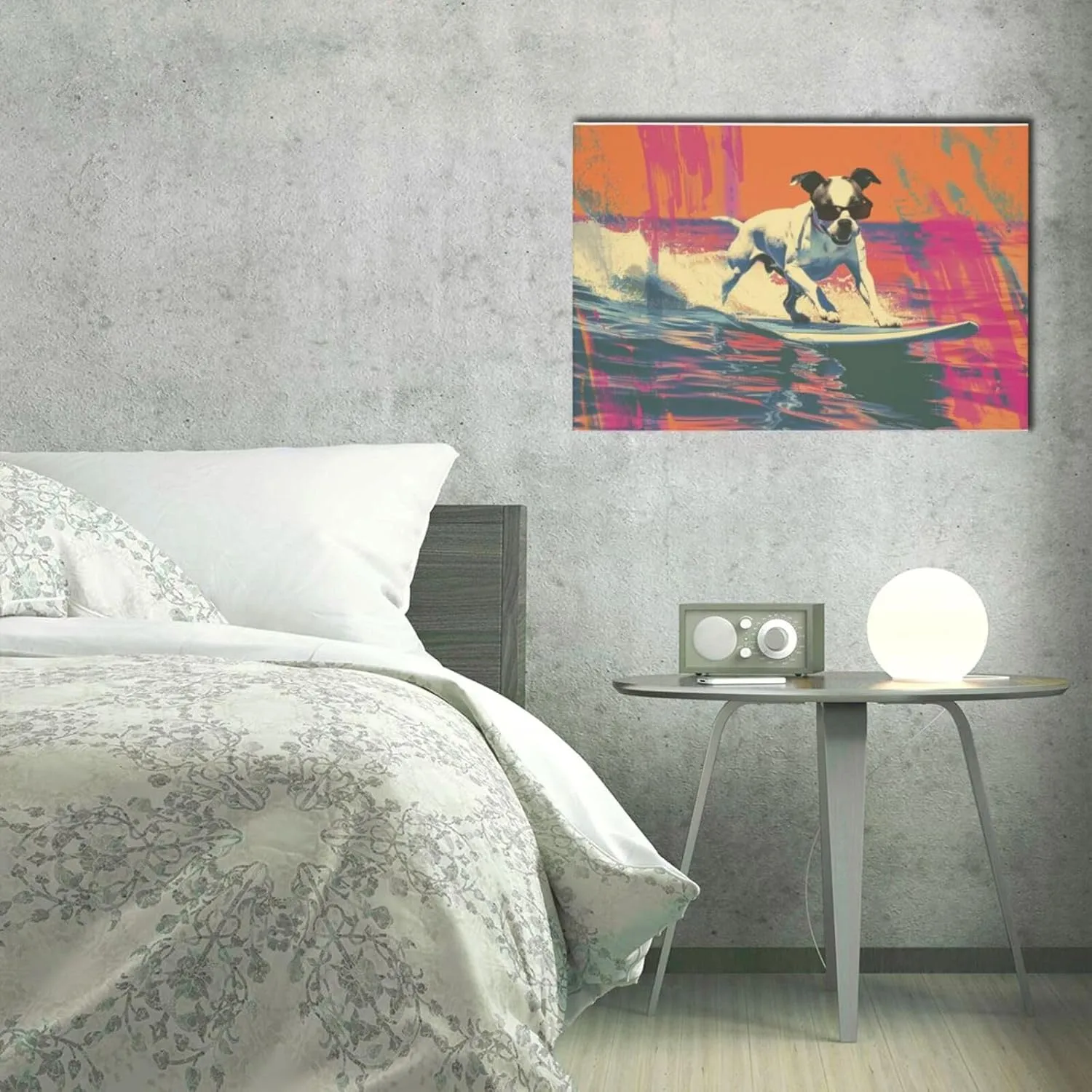 MA6GE8DE Canvas For Painting Poster Surfing Dog Bathroom Decor,Home Bathroom,Office,Man Cave,Study Decorative Paintings,Gifts For Surfing Lovers & Dog Master,Funny Surfing Dog Decor Poster 16x24 inch
